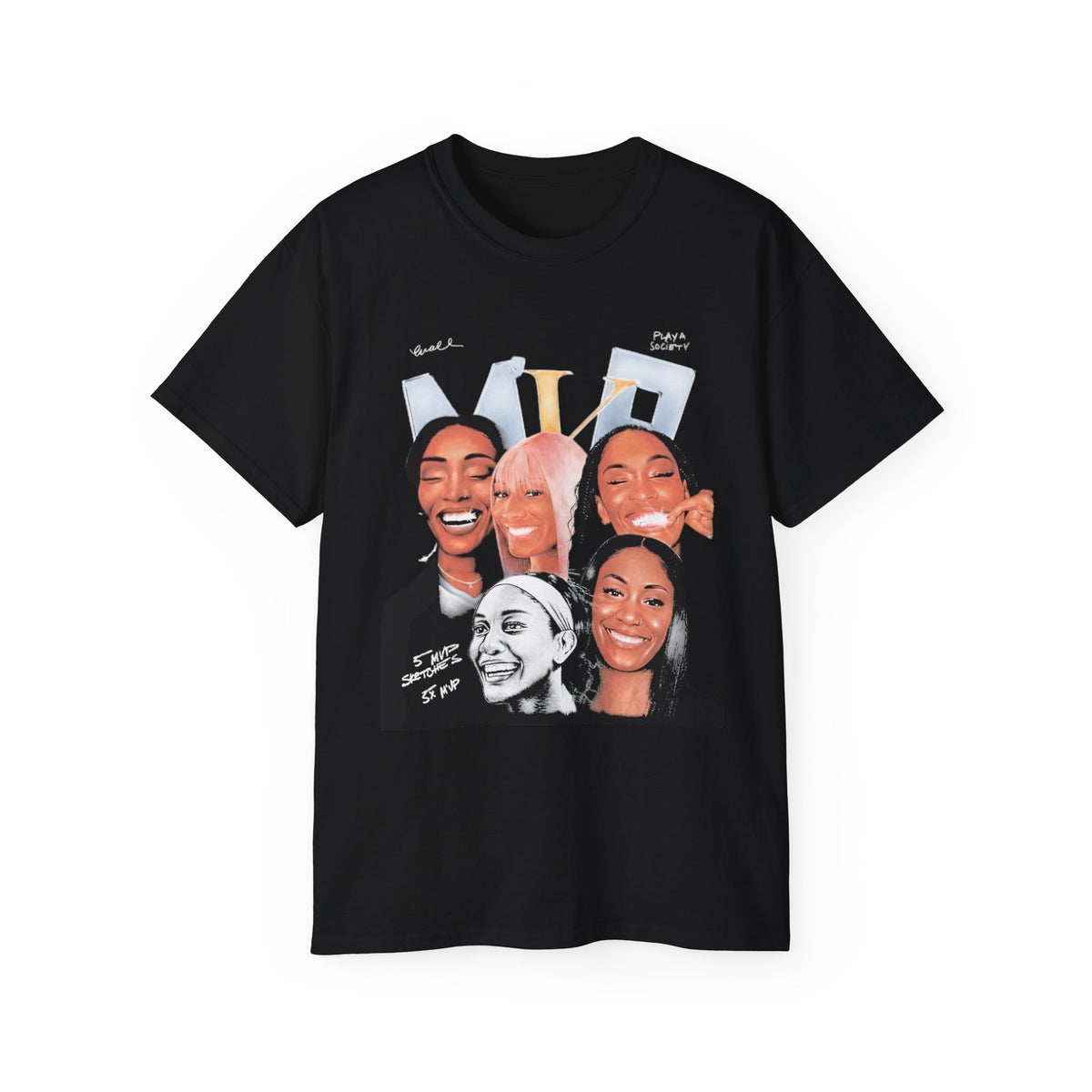 A’ja Wilson 5x MVP Sketches Playa Society T-shirts