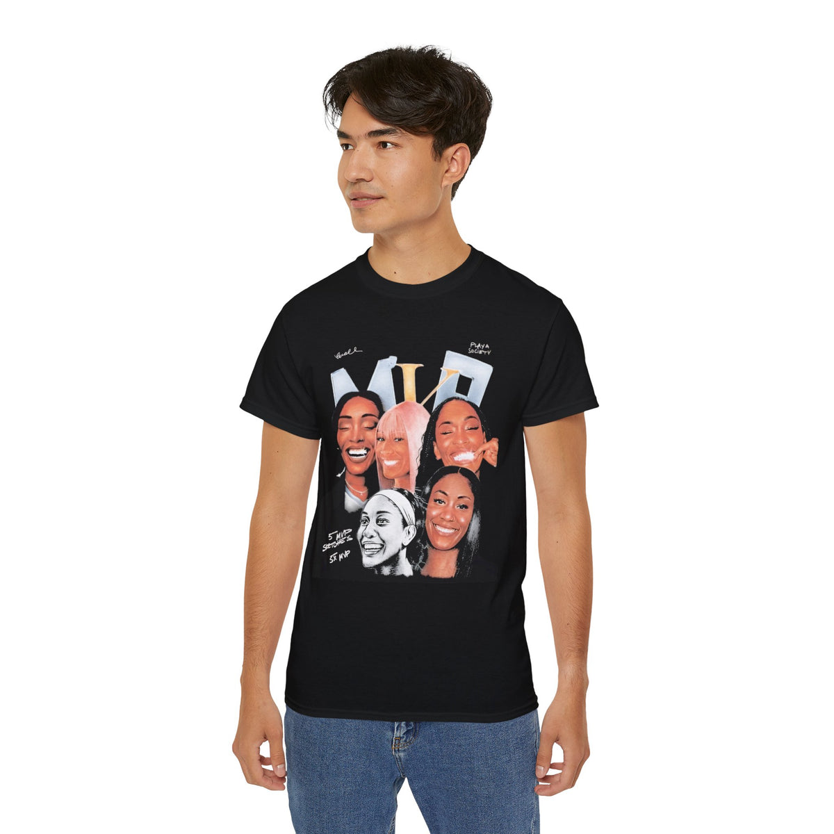 A’ja Wilson 5x MVP Sketches Playa Society T-shirts