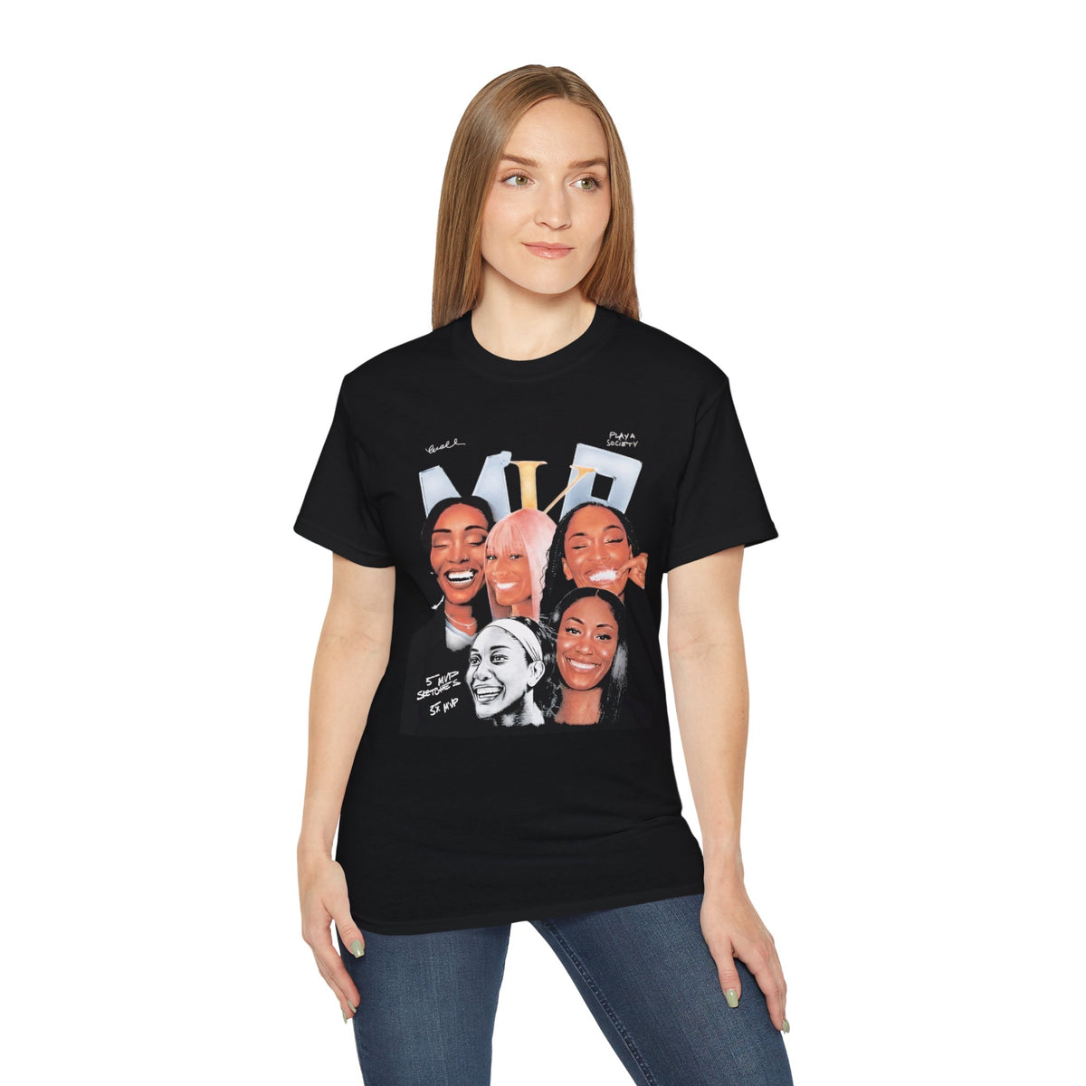 A’ja Wilson 5x MVP Sketches Playa Society T-shirts