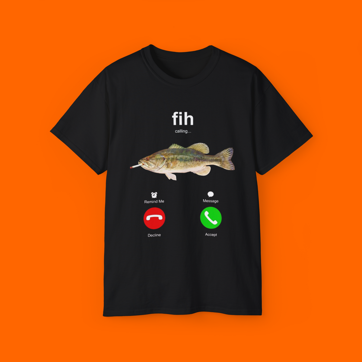Fih Calling Smoking Fish Meme phone call screen Shirt