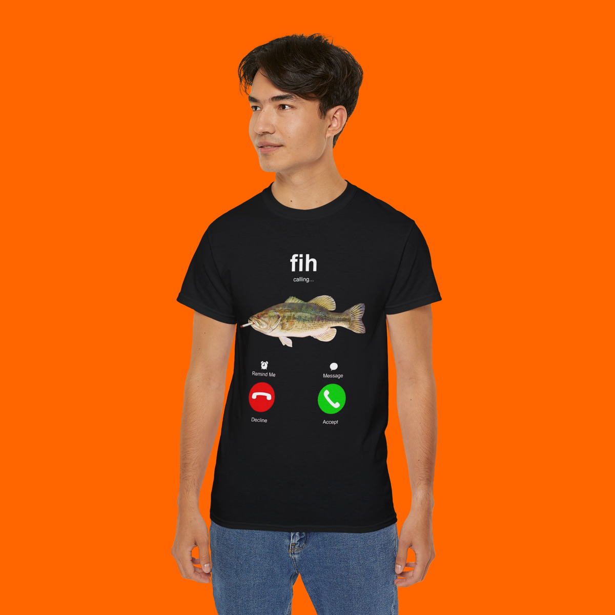 Fih Calling Smoking Fish Meme phone call screen Shirt