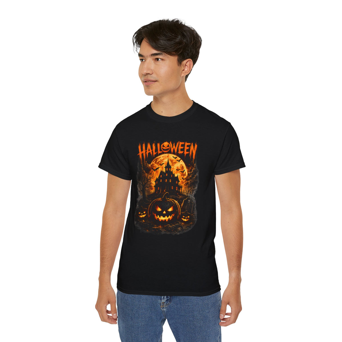 Halloween Haunted House Pumpkin Vintage Horror T-Shirt