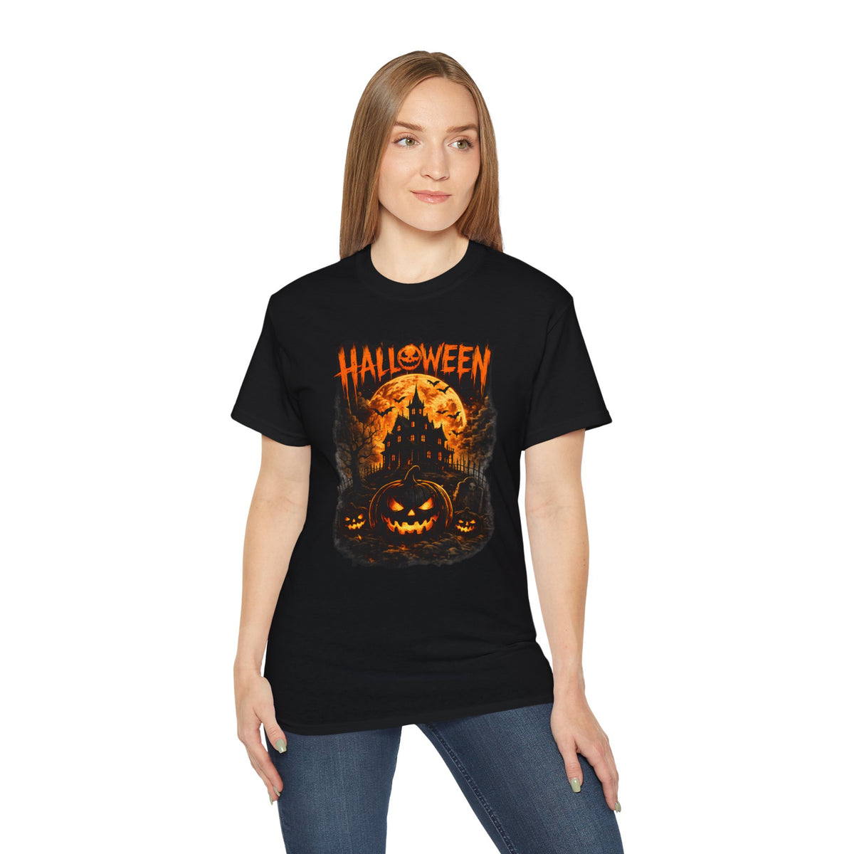 Halloween Haunted House Pumpkin Vintage Horror T-Shirt 